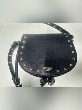 Victoria's Secret Black Studded Saddle Crossbody